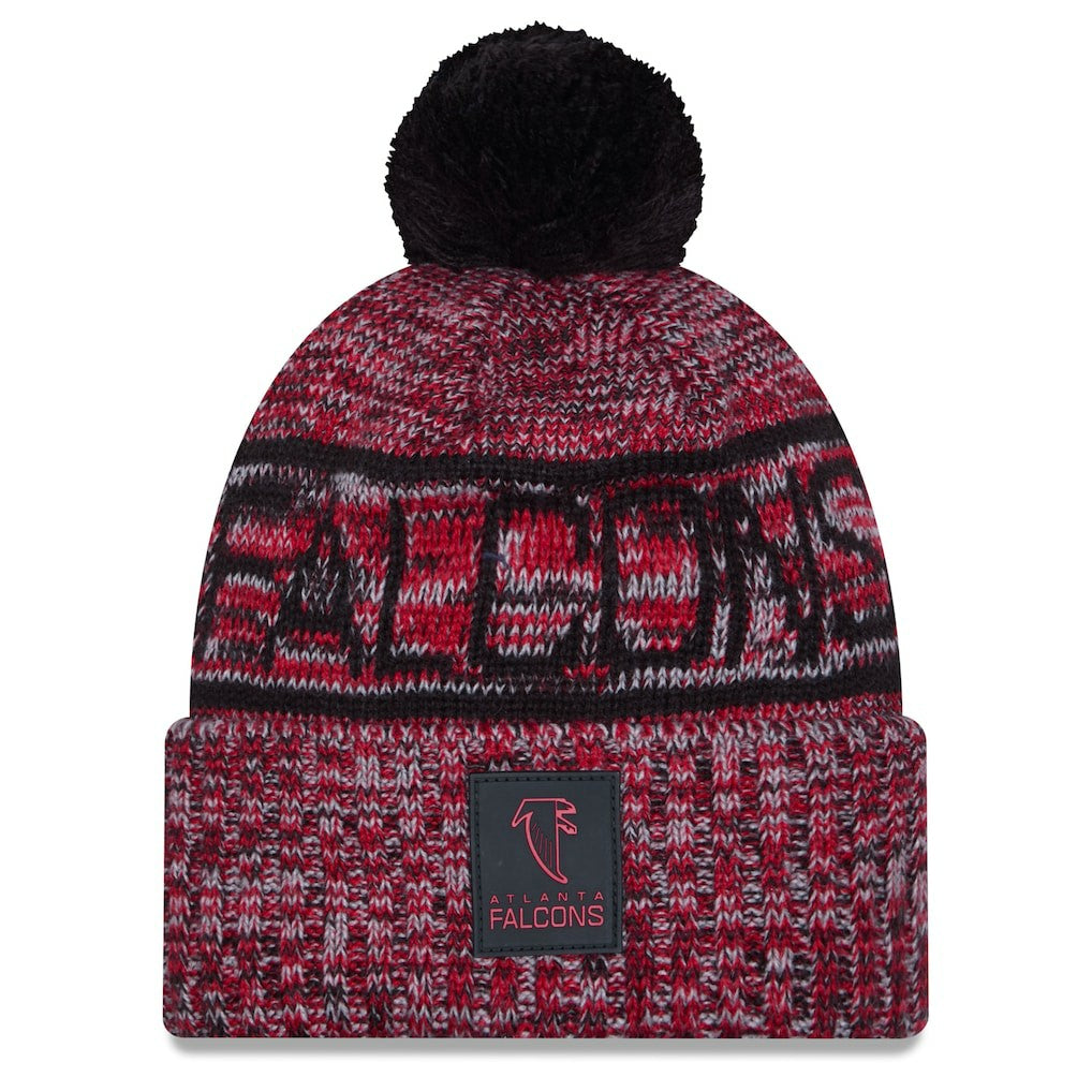 Atlanta Falcons New Era 2025 Sideline Cold Weather Cuffed Knit Hat with Pom Red | NFL
