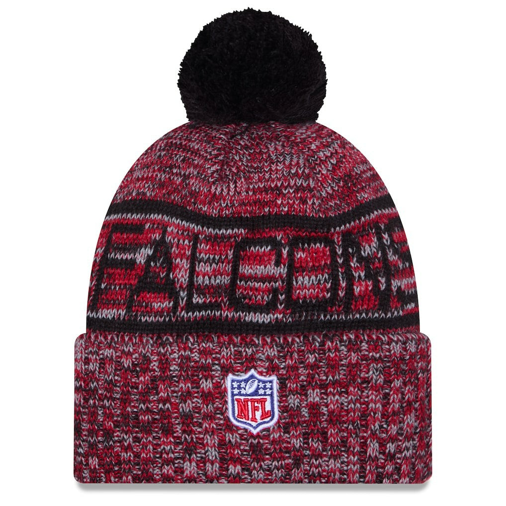 Atlanta Falcons New Era 2025 Sideline Cold Weather Cuffed Knit Hat with Pom Red | NFL