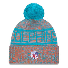 Miami Dolphins New Era 2025 Sideline Cold Weather Cuffed Knit Hat with Pom Orange | NFL
