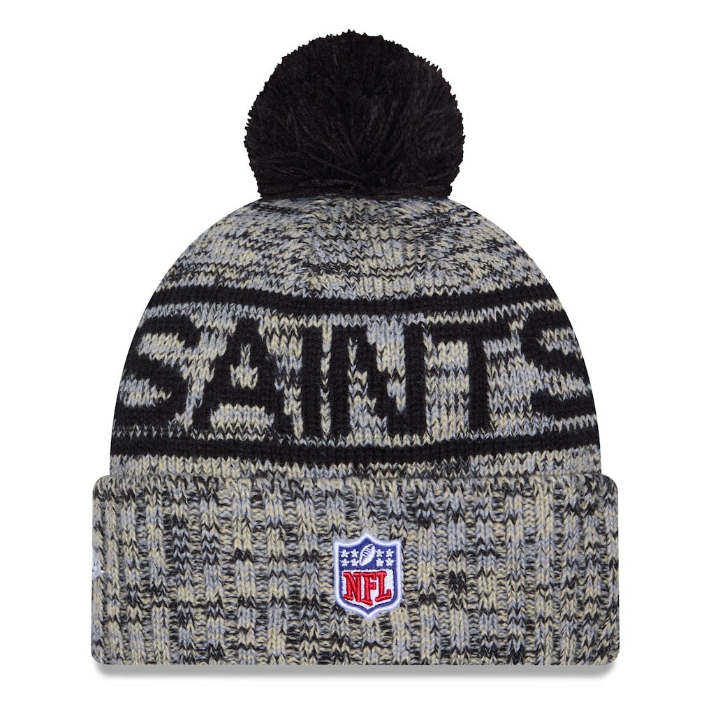 New Orleans Saints New Era 2025 Sideline Cold Weather Cuffed Knit Hat with Pom Black | NFL