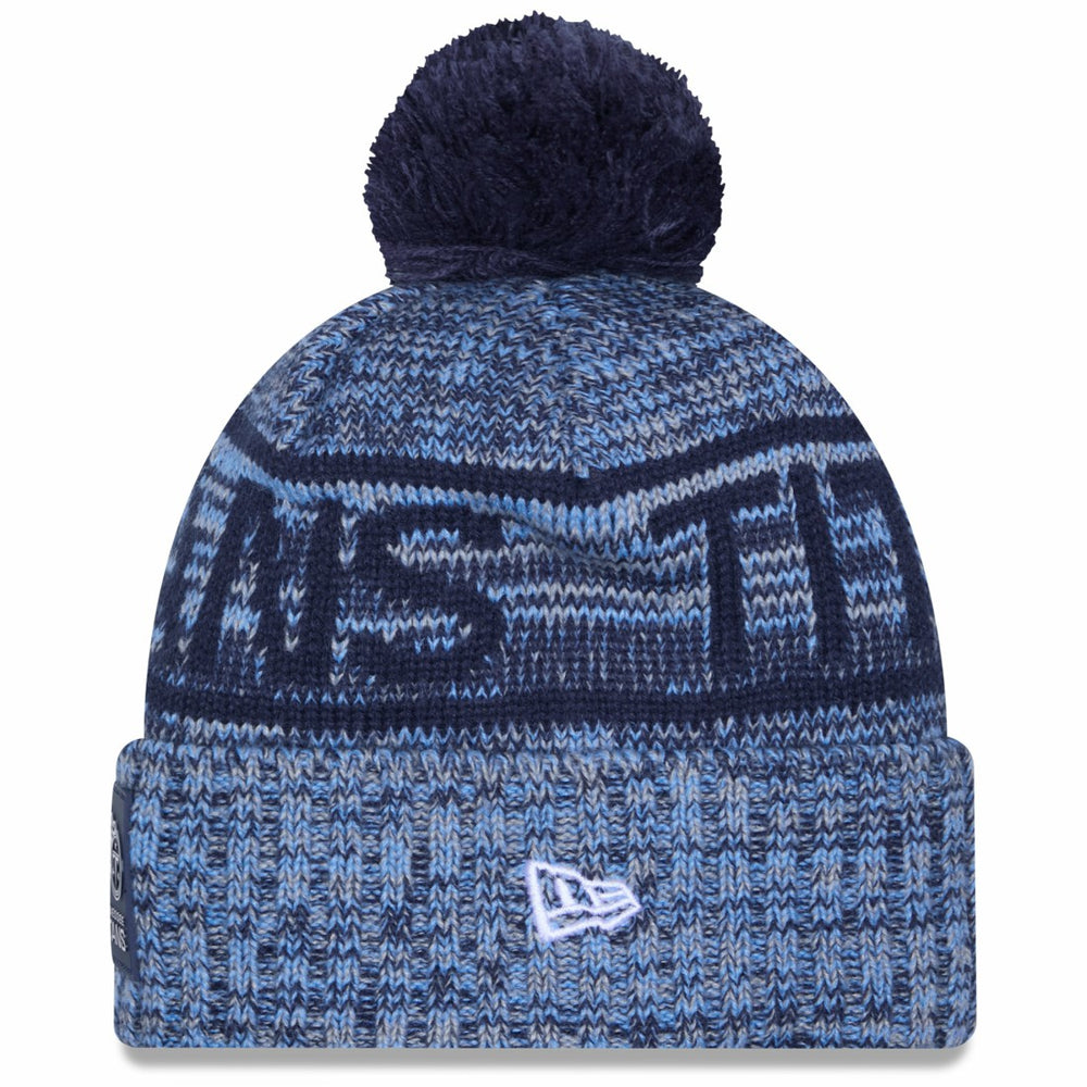 Tennessee Titans New Era 2025 Sideline Cold Weather Cuffed Knit Hat with Pom Light Blue | NFL