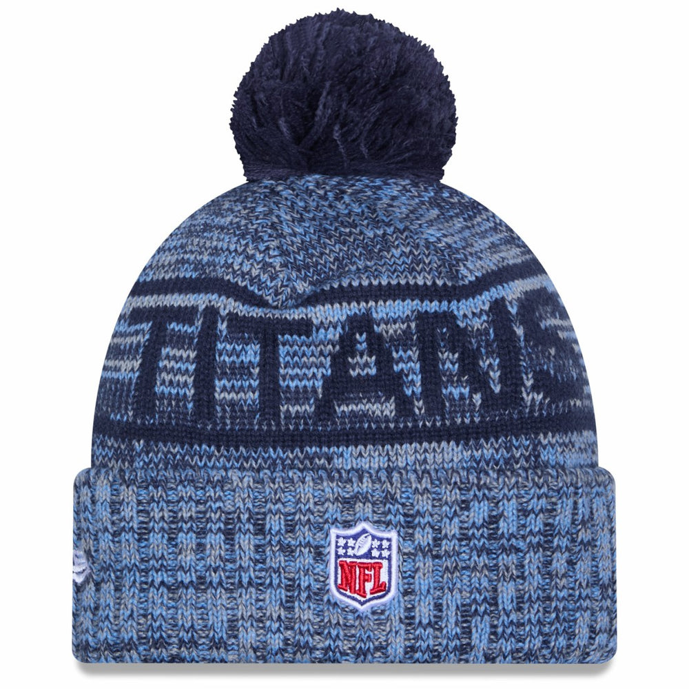 Tennessee Titans New Era 2025 Sideline Cold Weather Cuffed Knit Hat with Pom Light Blue | NFL