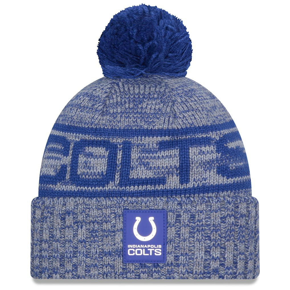 Indianapolis Colts New Era 2025 Sideline Cold Weather Cuffed Knit Hat with Pom Royal | NFL