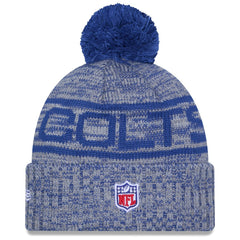 Indianapolis Colts New Era 2025 Sideline Cold Weather Cuffed Knit Hat with Pom Royal | NFL