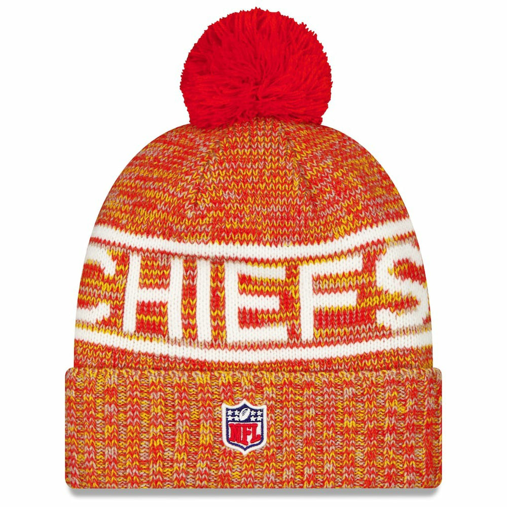 Kansas City Chiefs New Era 2025 Sideline Cold Weather Cuffed Knit Hat with Pom Red | NFL