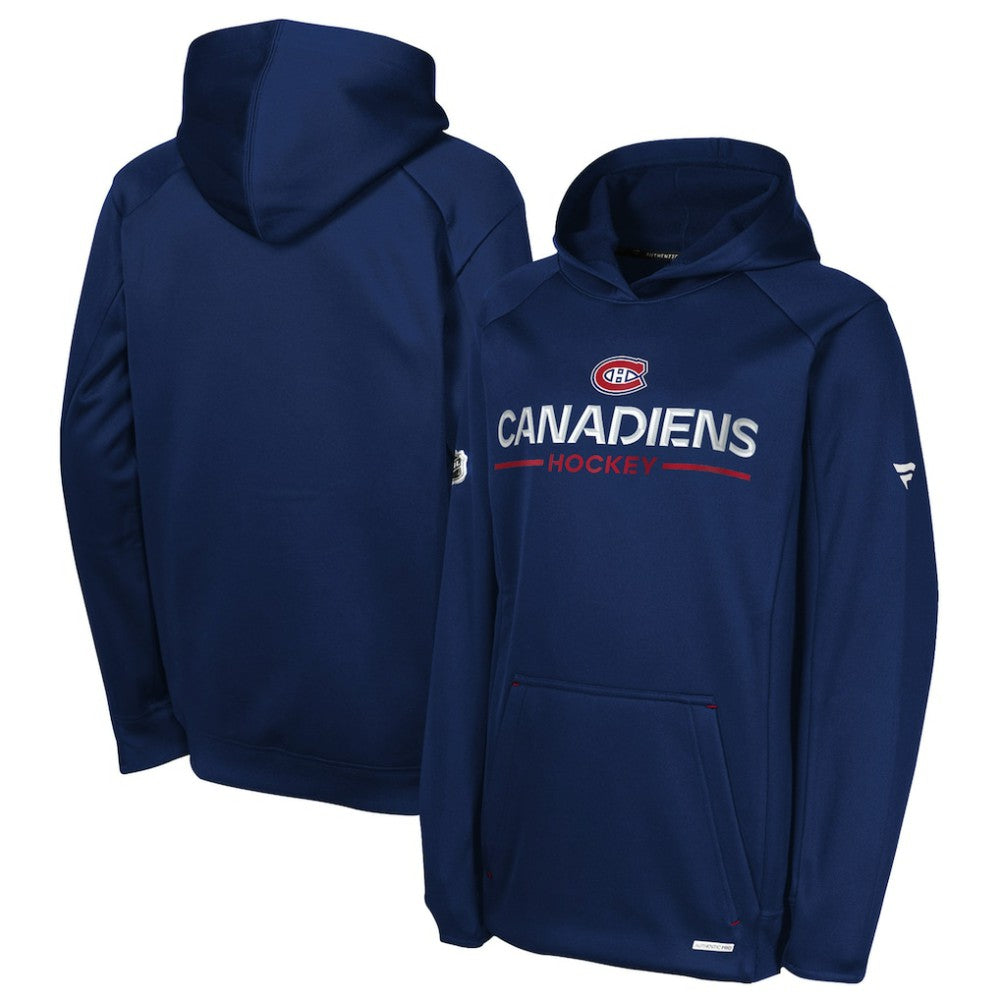 Montreal Canadiens Fanatics Youth Authentic Pro Rink Raglan Hoodie - Navy - NHL