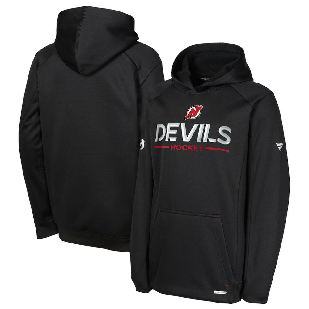 New Jersey Devils Fanatics Youth Authentic Pro Rink Raglan Hoodie - Black - NHL