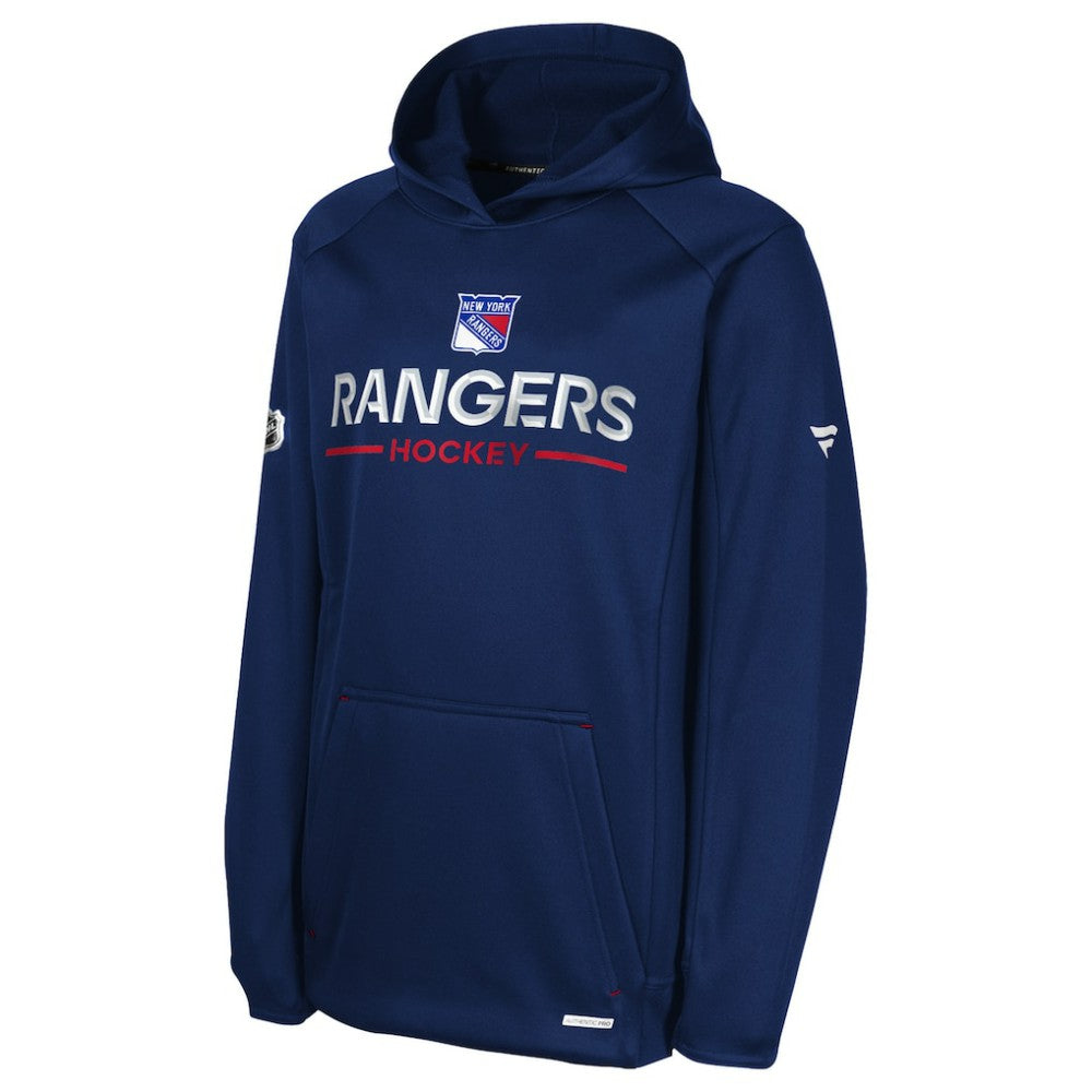 New York Rangers Fanatics Youth Authentic Pro Rink Raglan Hoodie - Navy - NHL