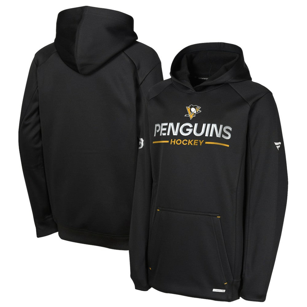 Pittsburgh Penguins Fanatics Youth Authentic Pro Rink Raglan Hoodie - Black - NHL