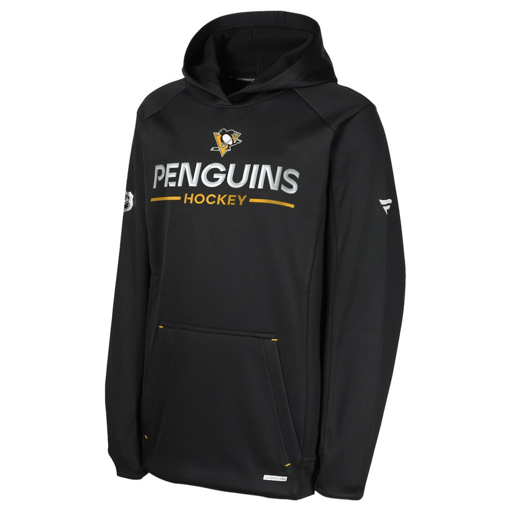 Pittsburgh Penguins Fanatics Youth Authentic Pro Rink Raglan Hoodie - Black - NHL