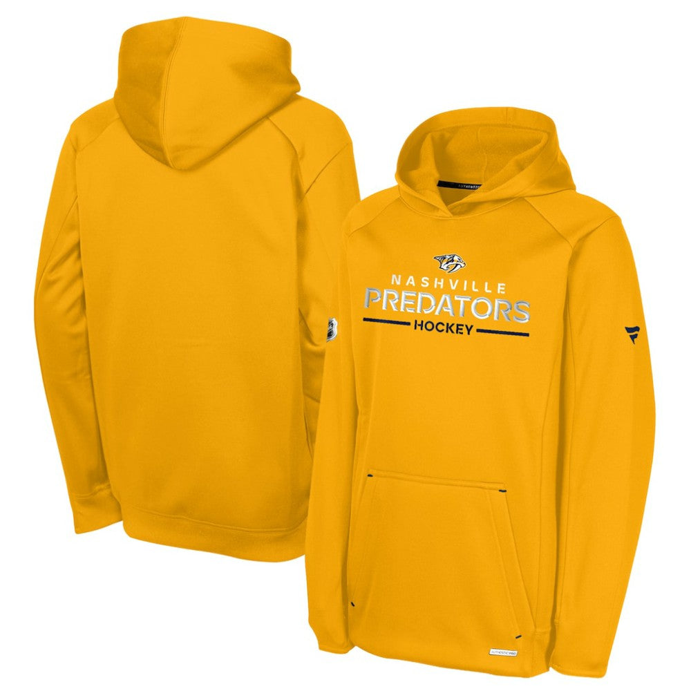 Nashville Predators Fanatics Youth Authentic Pro Rink Raglan Hoodie - Gold - NHL