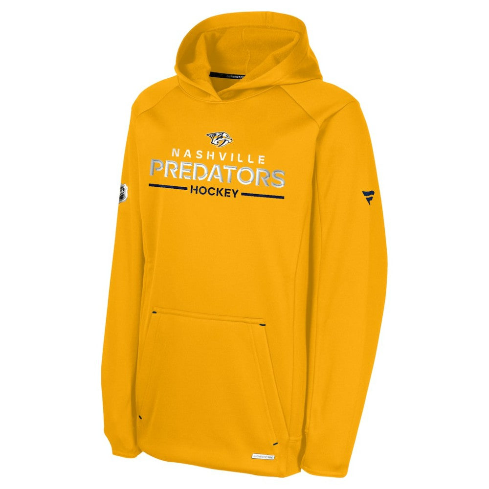Nashville Predators Fanatics Youth Authentic Pro Rink Raglan Hoodie - Gold - NHL