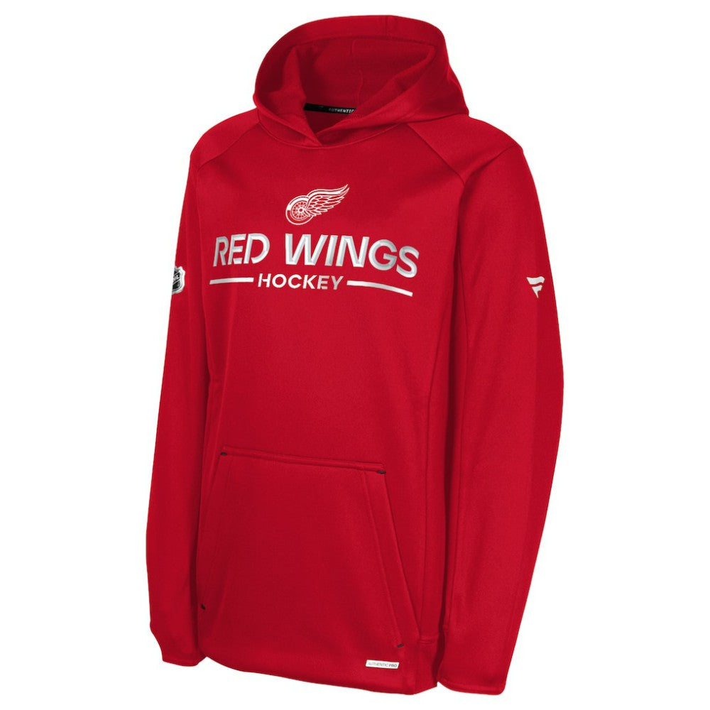 Detroit Red Wings Fanatics Youth Authentic Pro Rink Raglan Hoodie - Red - NHL