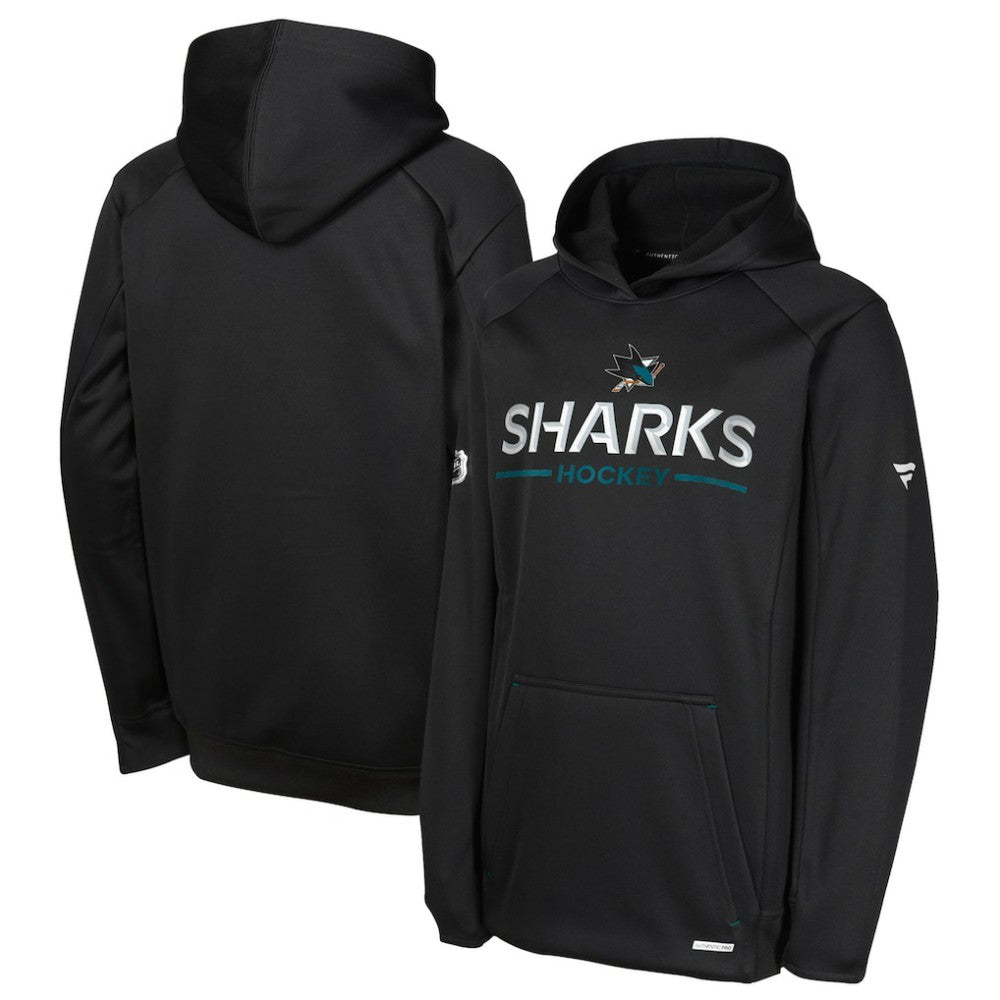 San Jose Sharks Fanatics Youth Authentic Pro Rink Raglan Hoodie - Black - NHL