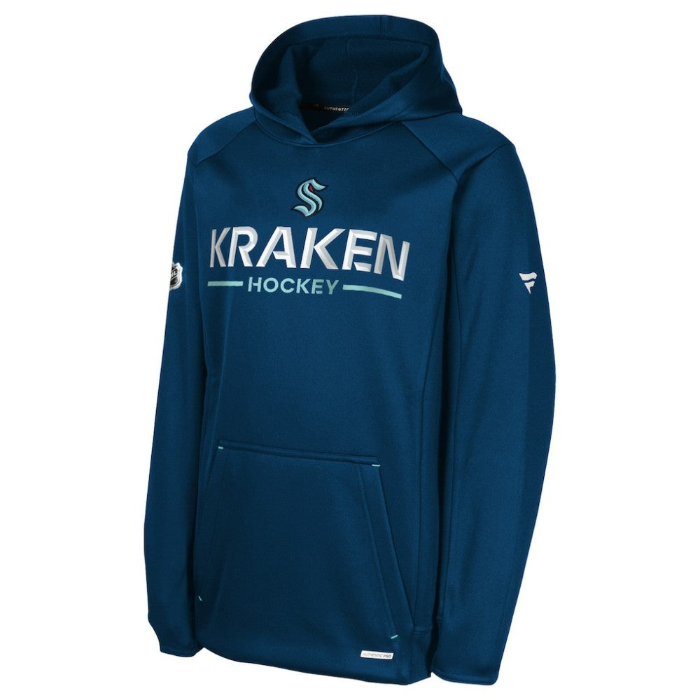 Seattle Kraken Fanatics Youth Authentic Pro Rink Raglan Hoodie - Deep Sea Blue - NHL