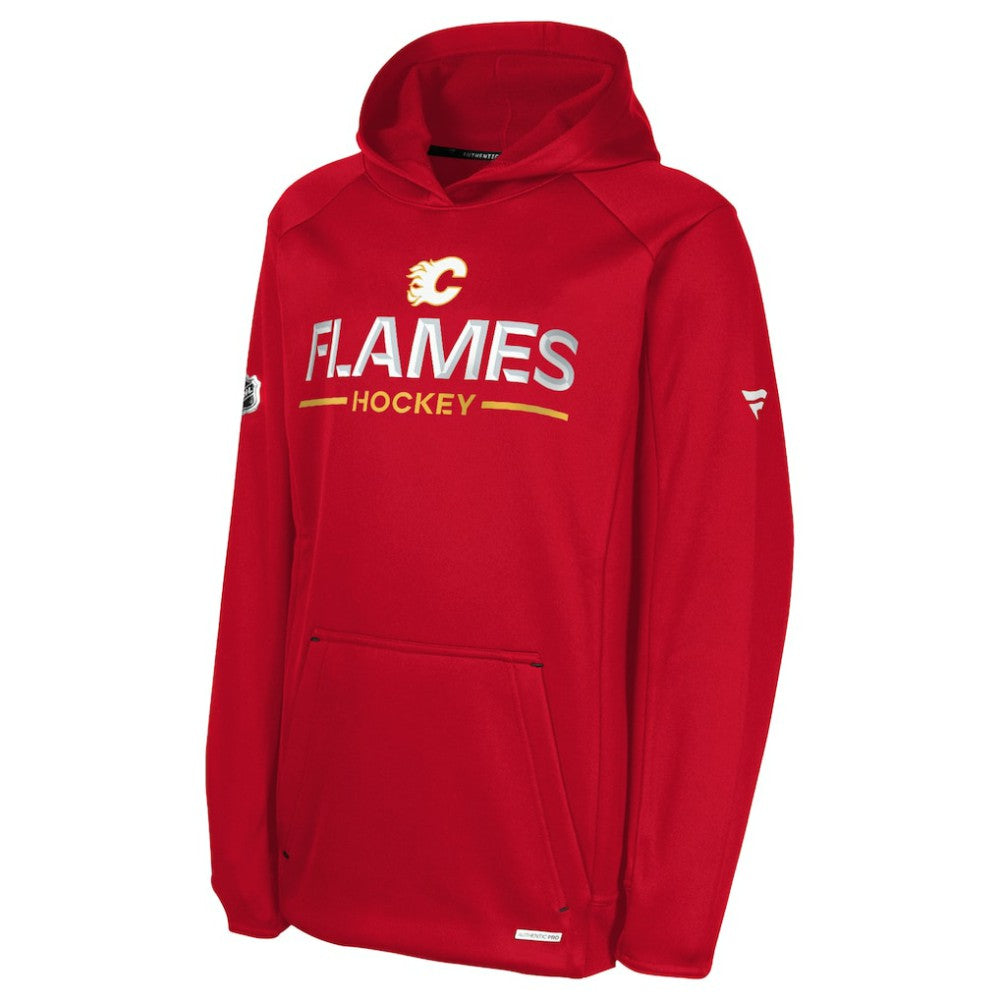 Calgary Flames Fanatics Youth Authentic Pro Rink Raglan Hoodie - Red - NHL