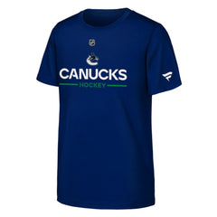 Vancouver Canucks Fanatics Youth Authentic Pro Wordmark T-Shirt - Blue - NHL