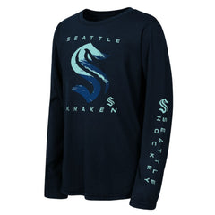 Seattle Kraken Outerstuff Youth Seize the Win Long Sleeve T-Shirt - Deep Sea Blue - NHL