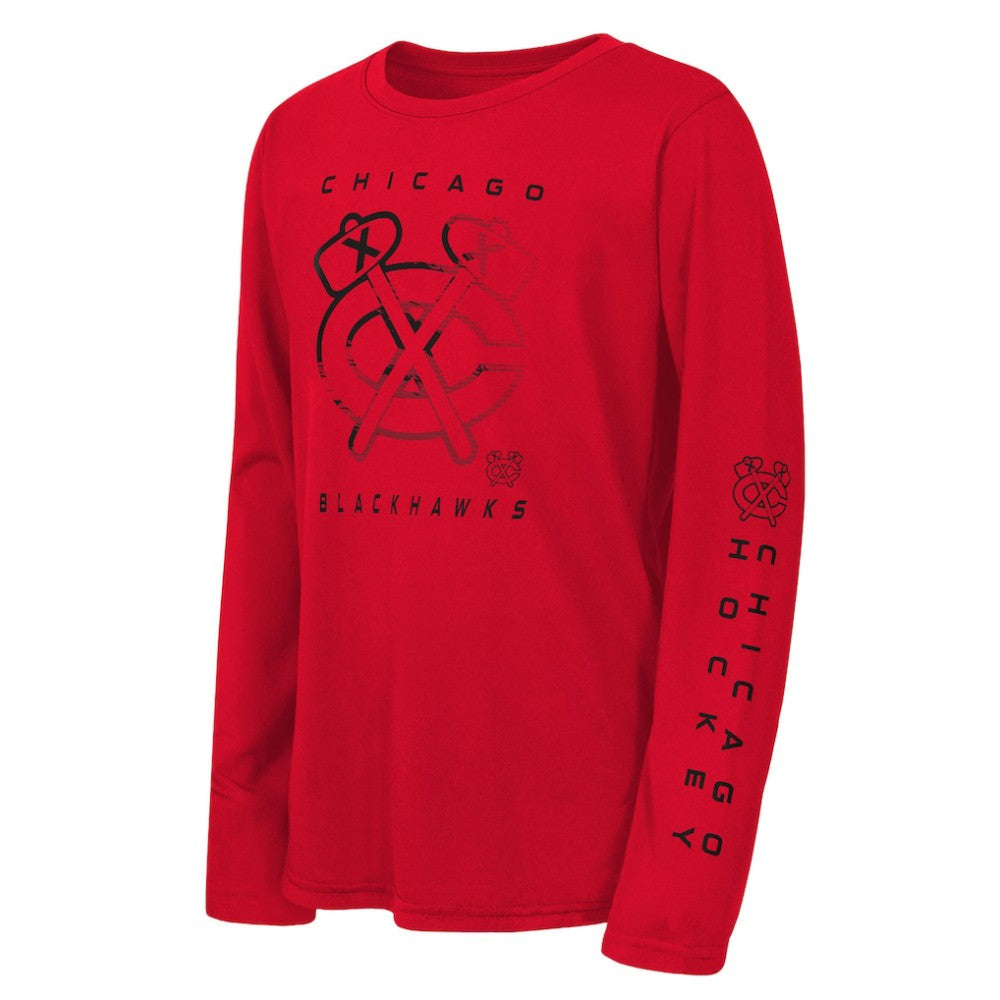 Chicago Blackhawks Outerstuff Youth Seize the Win Long Sleeve T-Shirt - Red - NHL