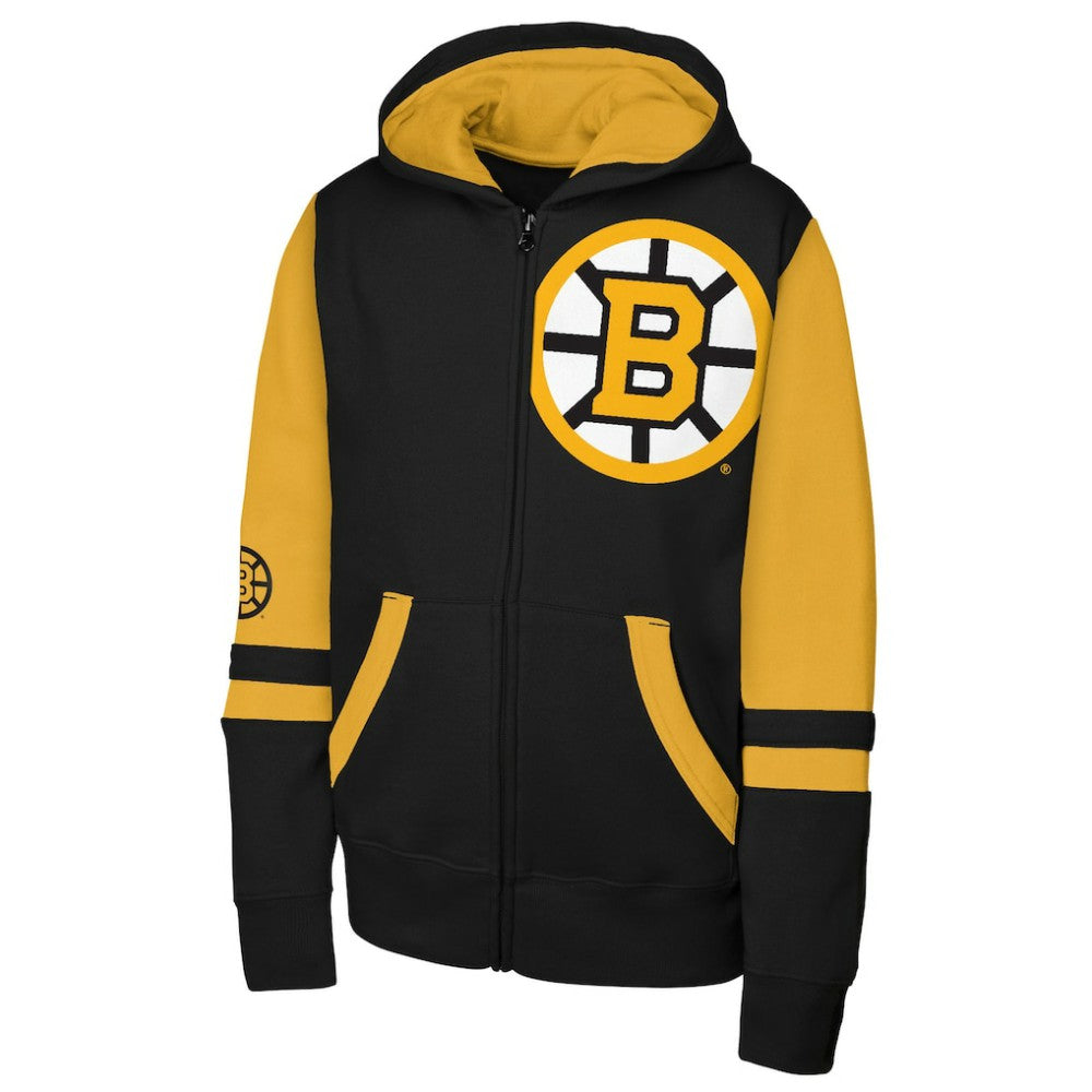Boston Bruins Outerstuff Youth Face Off Full-Zip Hoodie - Black - NHL