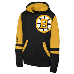Boston Bruins Outerstuff Youth Face Off Full-Zip Hoodie - Black - NHL