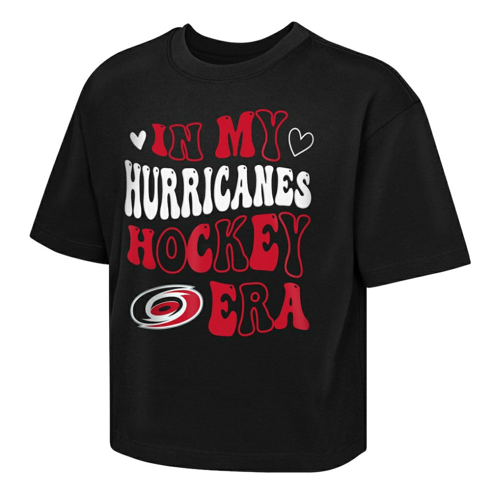 Carolina Hurricanes Outerstuff Girls Youth In My Era Boxy T-Shirt - Black - NHL