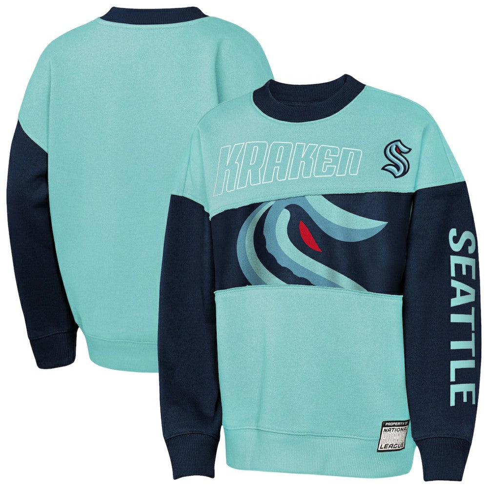 Seattle Kraken Outerstuff Youth Impact Player Sweatshirt - Light Blue/Deep Sea Blue - NHL