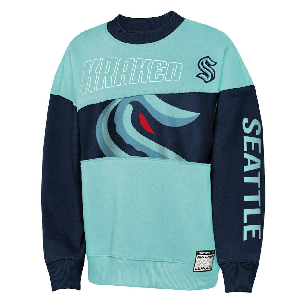 Seattle Kraken Outerstuff Youth Impact Player Sweatshirt - Light Blue/Deep Sea Blue - NHL