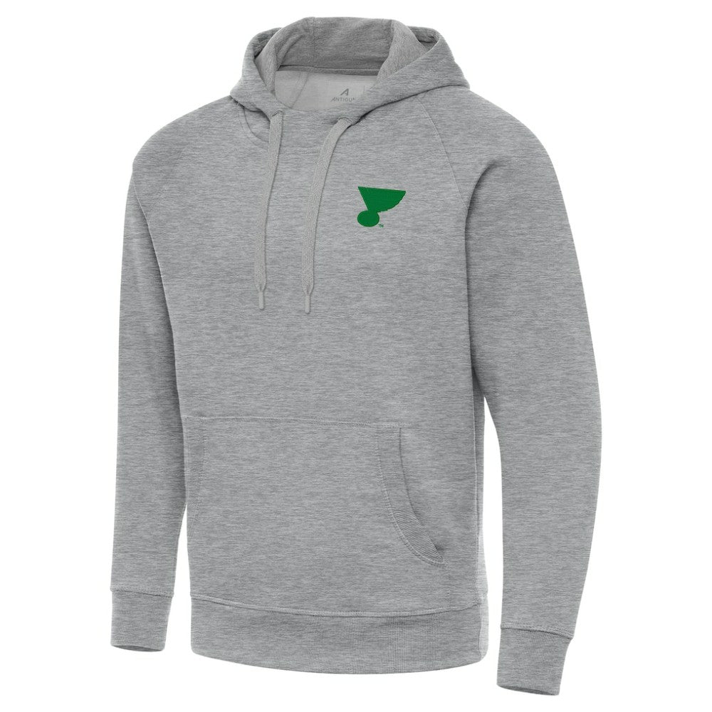 St. Louis Blues Antigua St. Patrick's Day Victory Pullover Hoodie - Heather Gray - NHL