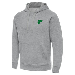 St. Louis Blues Antigua St. Patrick's Day Victory Pullover Hoodie - Heather Gray - NHL