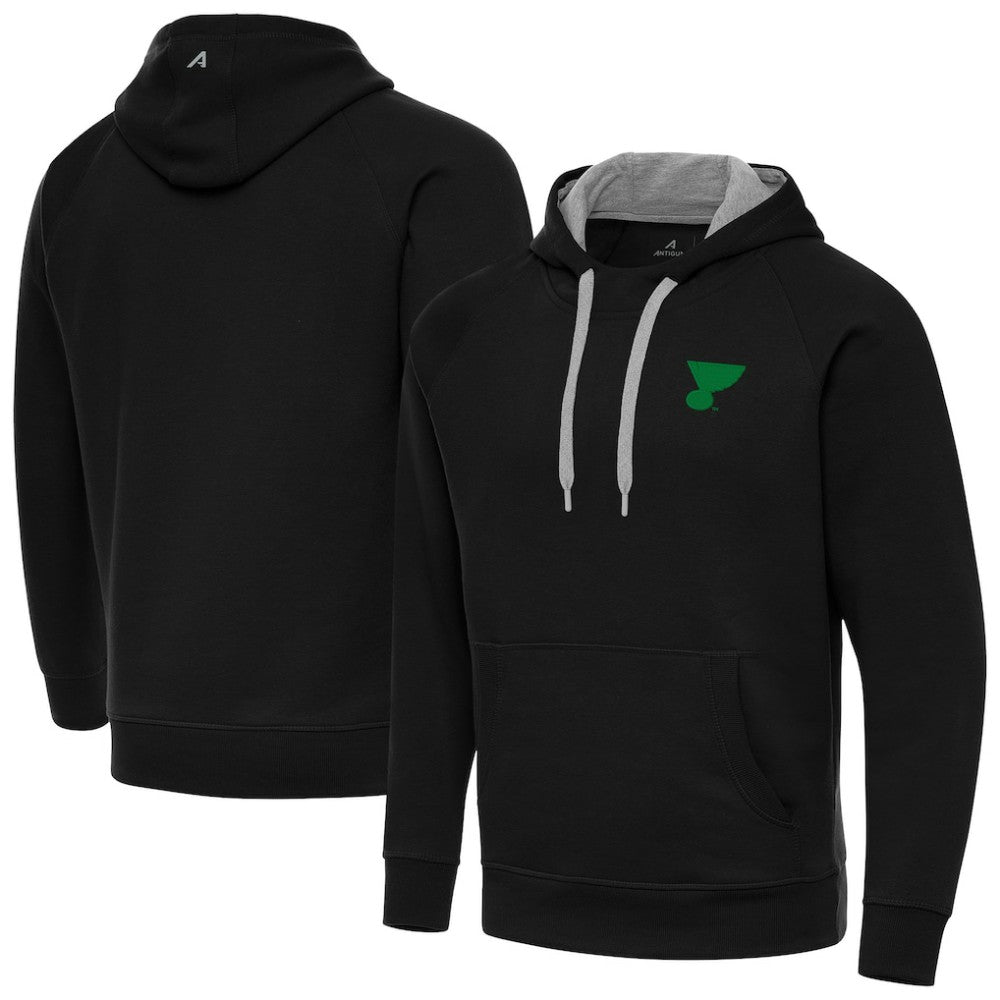 St. Louis Blues Antigua St. Patrick's Day Victory Pullover Hoodie - Black - NHL