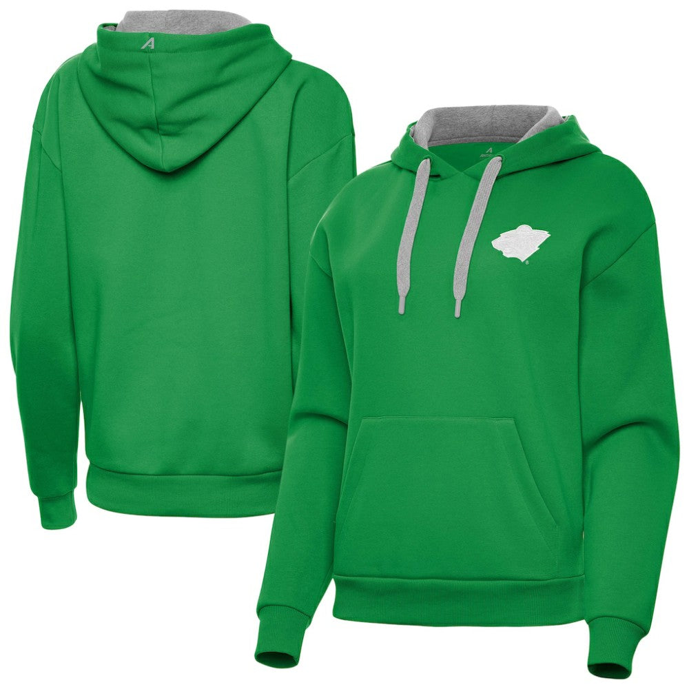 Minnesota Wild Antigua Women's St. Patrick's Day Victory Pullover Hoodie - Kelly Green - NHL