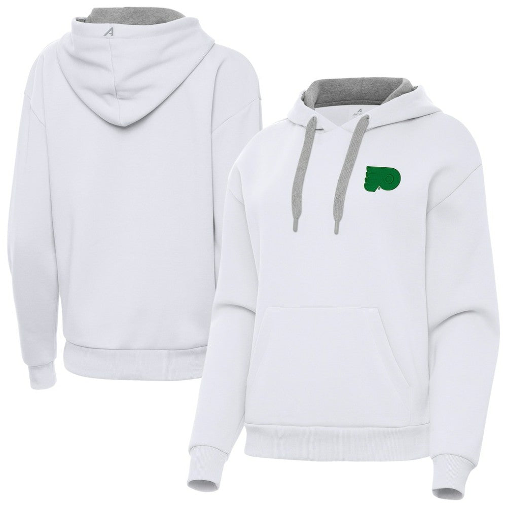 Philadelphia Flyers Antigua Women's St. Patrick's Day Victory Pullover Hoodie - White - NHL