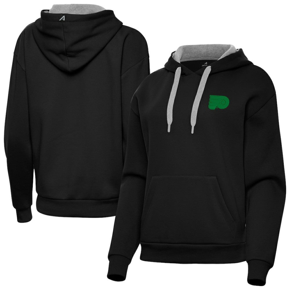 Philadelphia Flyers Antigua Women's St. Patrick's Day Victory Pullover Hoodie - Black - NHL
