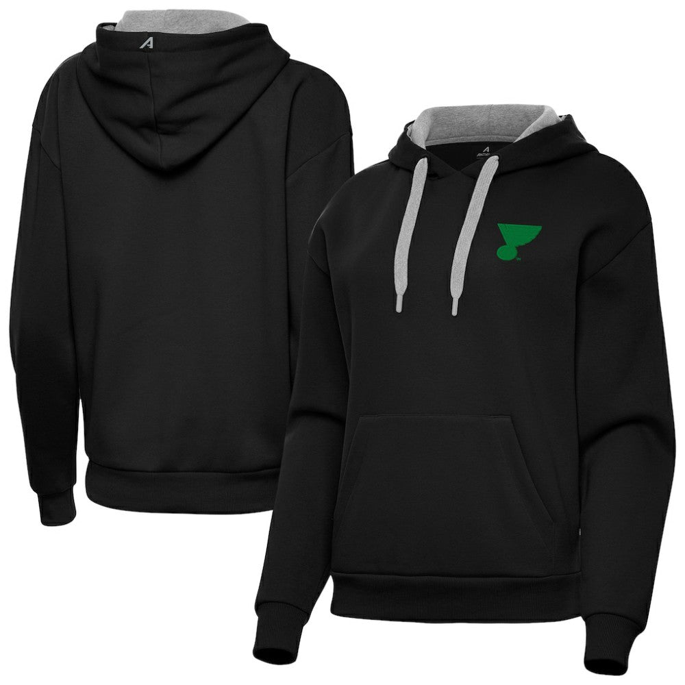 St. Louis Blues Antigua Women's St. Patrick's Day Victory Pullover Hoodie - Black - NHL