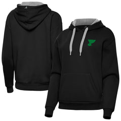 St. Louis Blues Antigua Women's St. Patrick's Day Victory Pullover Hoodie - Black - NHL