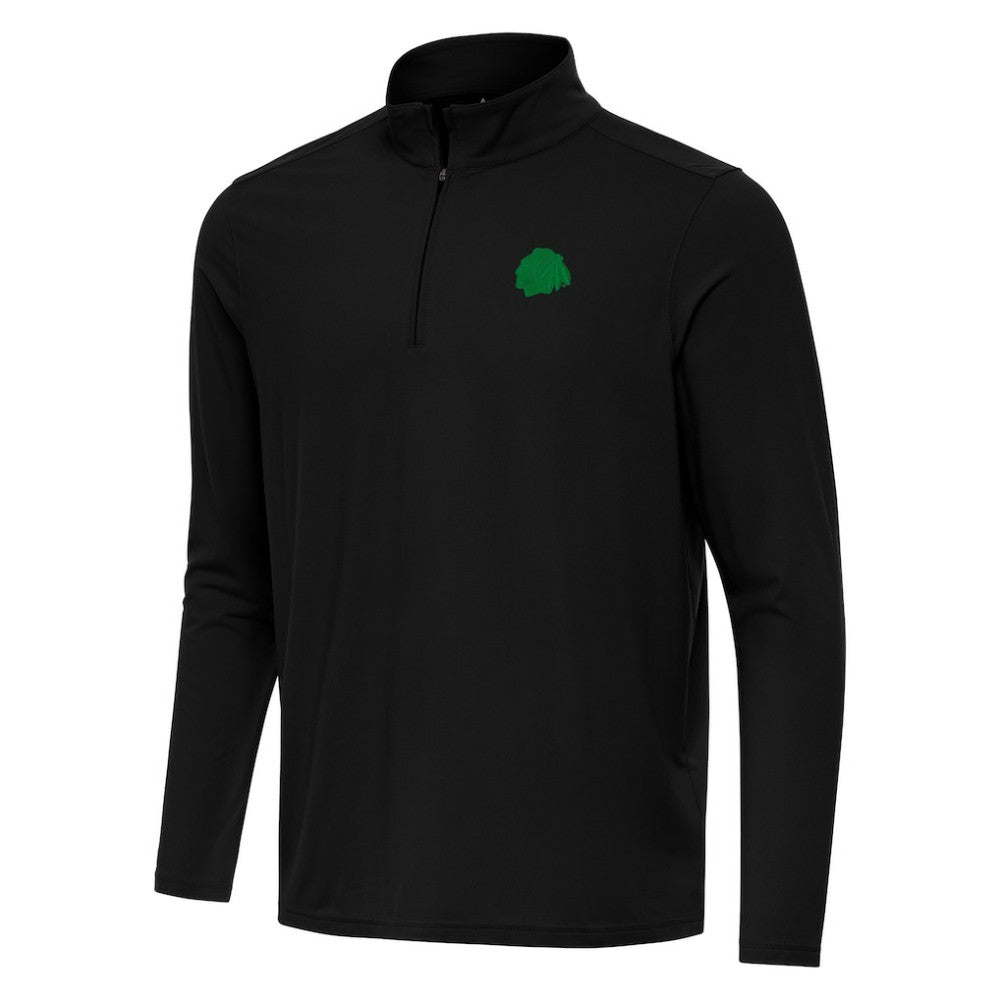 Chicago Blackhawks Antigua St. Patrick Intent Quarter-Zip Pullover Top - Black - NHL