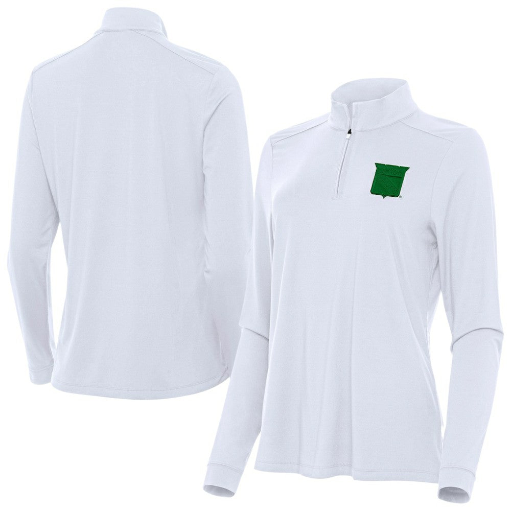 New York Rangers Antigua Women's St. Patrick's Day Intent Quarter-Zip Performance Pullover - White - NHL