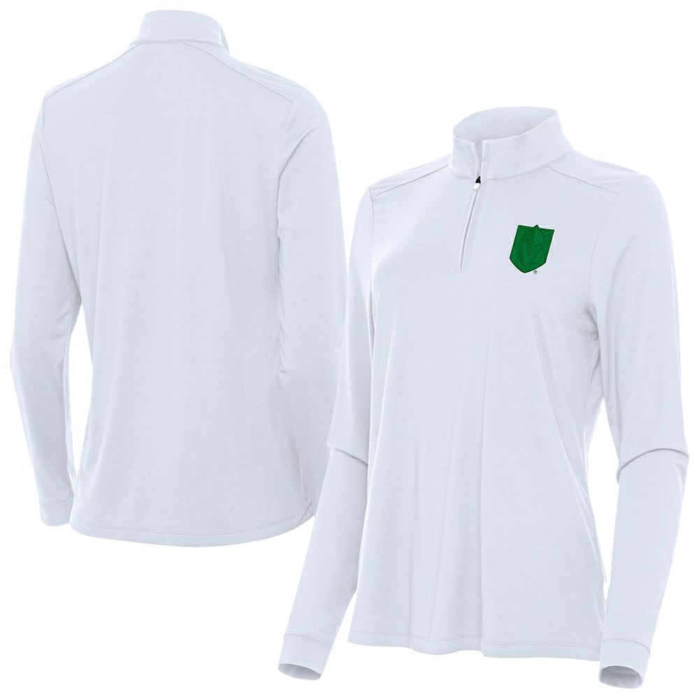 Vegas Golden Knights Antigua Women's St. Patrick's Day Intent Quarter-Zip Performance Pullover - White - NHL