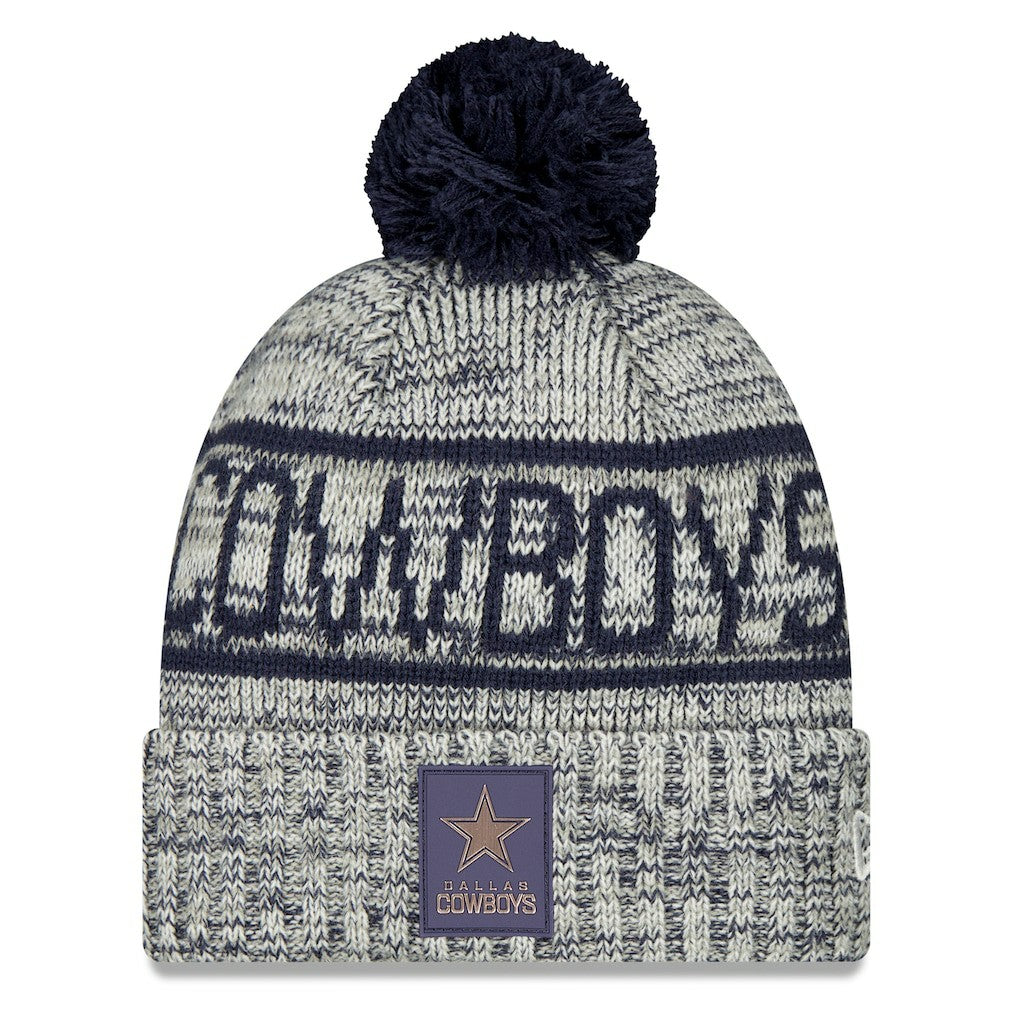 Dallas Cowboys New Era 2025 Sideline Cold Weather Cuffed Knit Hat with Pom Gray | NFL