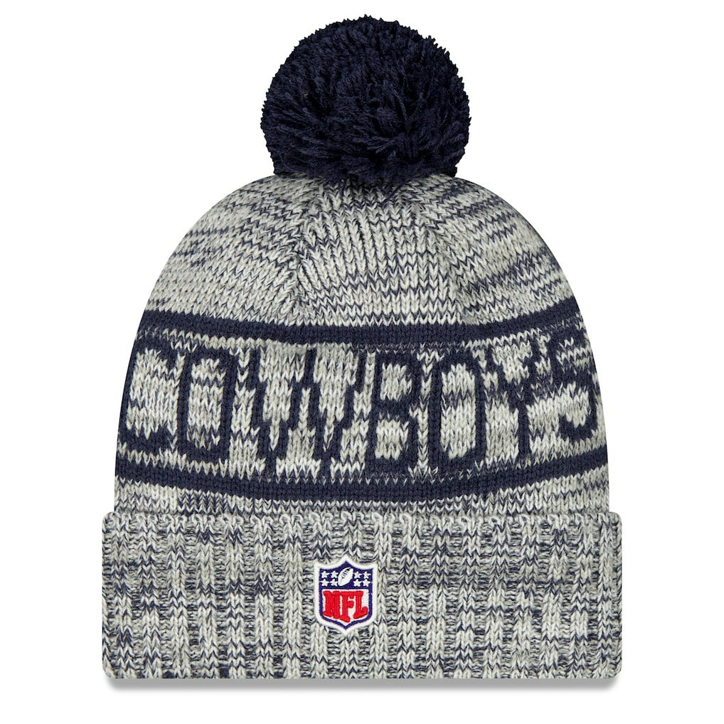 Dallas Cowboys New Era 2025 Sideline Cold Weather Cuffed Knit Hat with Pom Gray | NFL
