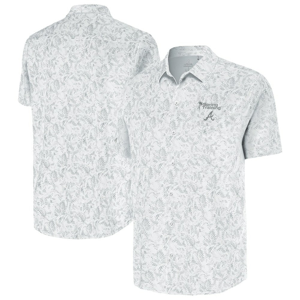 Atlanta Braves Antigua Palm Tree Spring Training Lush Button-Up Shirt - MLB