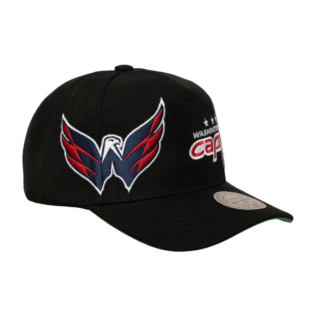 Washington Capitals Mitchell & Ness Busted Logo Wordmark Wrap-Around Pro Pinch Adjustable Hat - Black - NHL