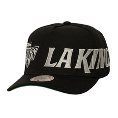 Los Angeles Kings Mitchell & Ness Busted Logo Wordmark Wrap-Around Pro Pinch Adjustable Hat - Black - NHL