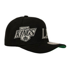 Los Angeles Kings Mitchell & Ness Busted Logo Wordmark Wrap-Around Pro Pinch Adjustable Hat - Black - NHL