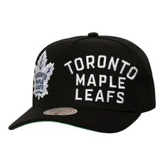 Toronto Maple Leafs Mitchell & Ness Busted Logo Wordmark Wrap-Around Pro Pinch Adjustable Hat - Black - NHL
