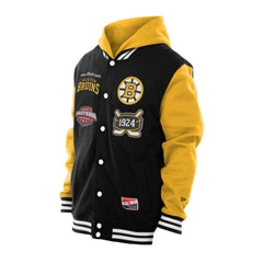 Boston Bruins New Era Full-Snap Fleece Hoodie Jacket - Black/Gold - NHL