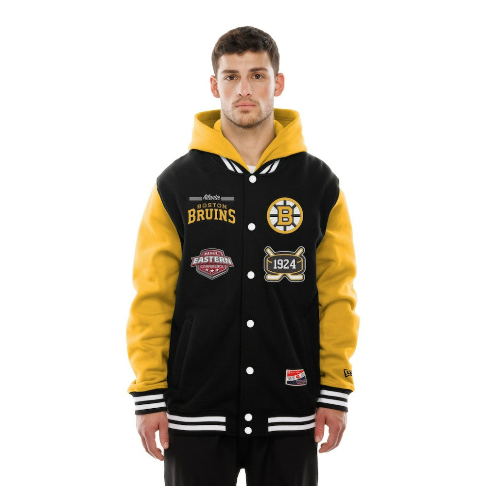 Boston Bruins New Era Full-Snap Fleece Hoodie Jacket - Black/Gold - NHL