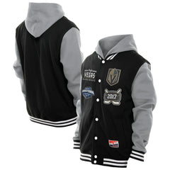 Vegas Golden Knights New Era Full-Snap Fleece Hoodie Jacket - Black/Grey - NHL