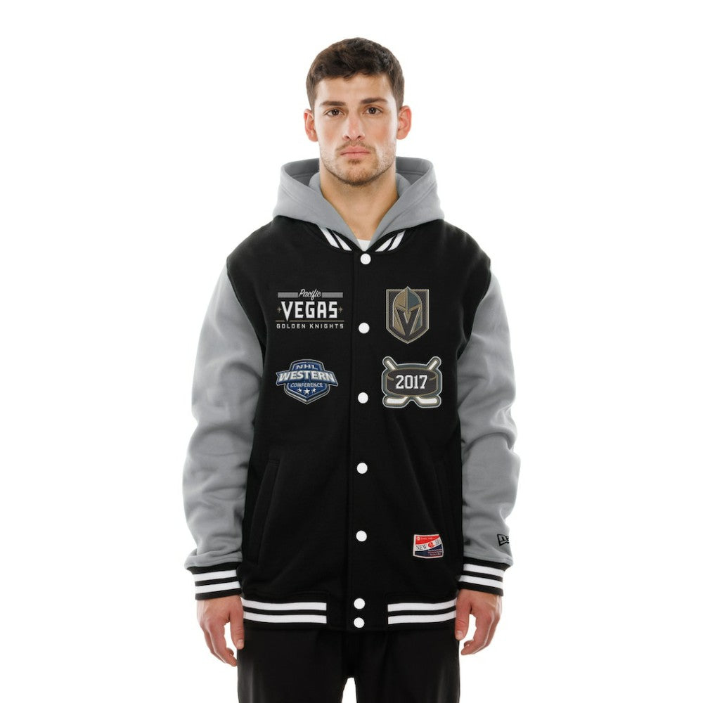 Vegas Golden Knights New Era Full-Snap Fleece Hoodie Jacket - Black/Grey - NHL